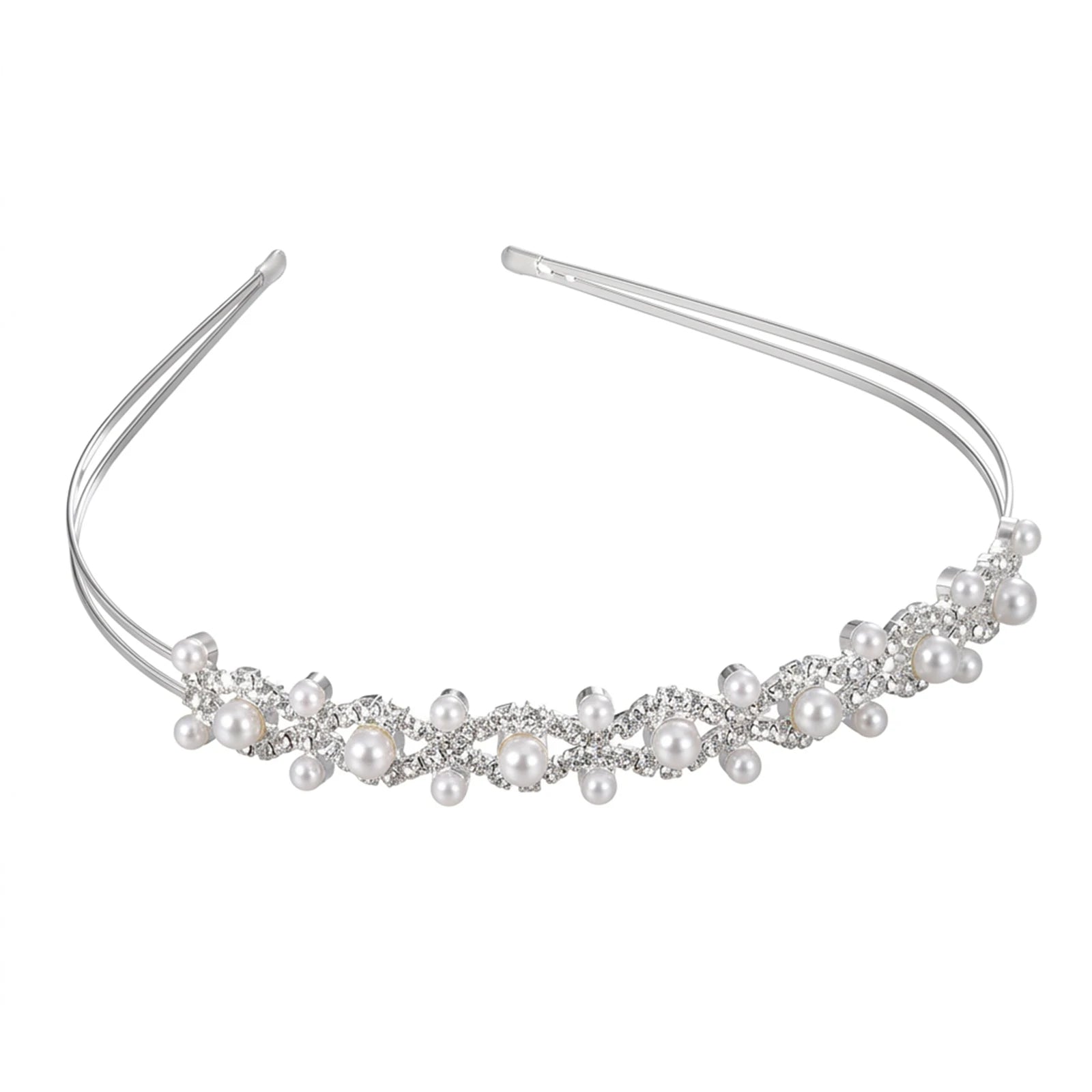 Bridal Hair Accessories Pearl Rhinestone Double Layer Headband White Wedding Decor Peaceful Pleasures Health and Wellness Pearl