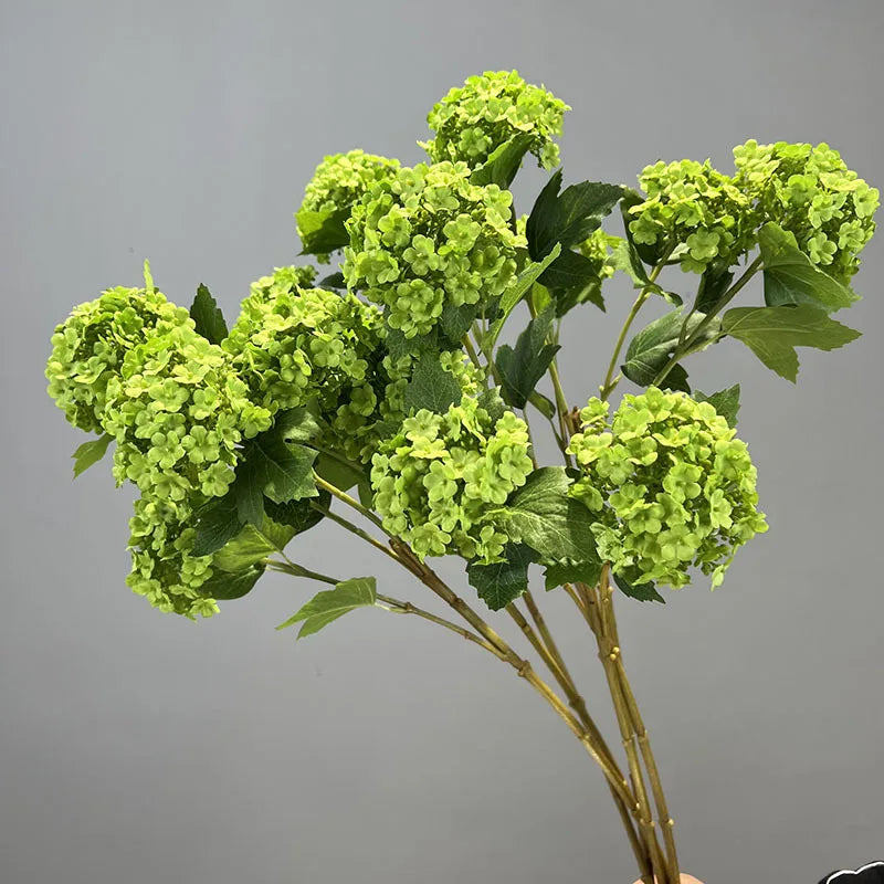 Silk Hydrangea Artificial Flower Branch | White & Blue Snowball