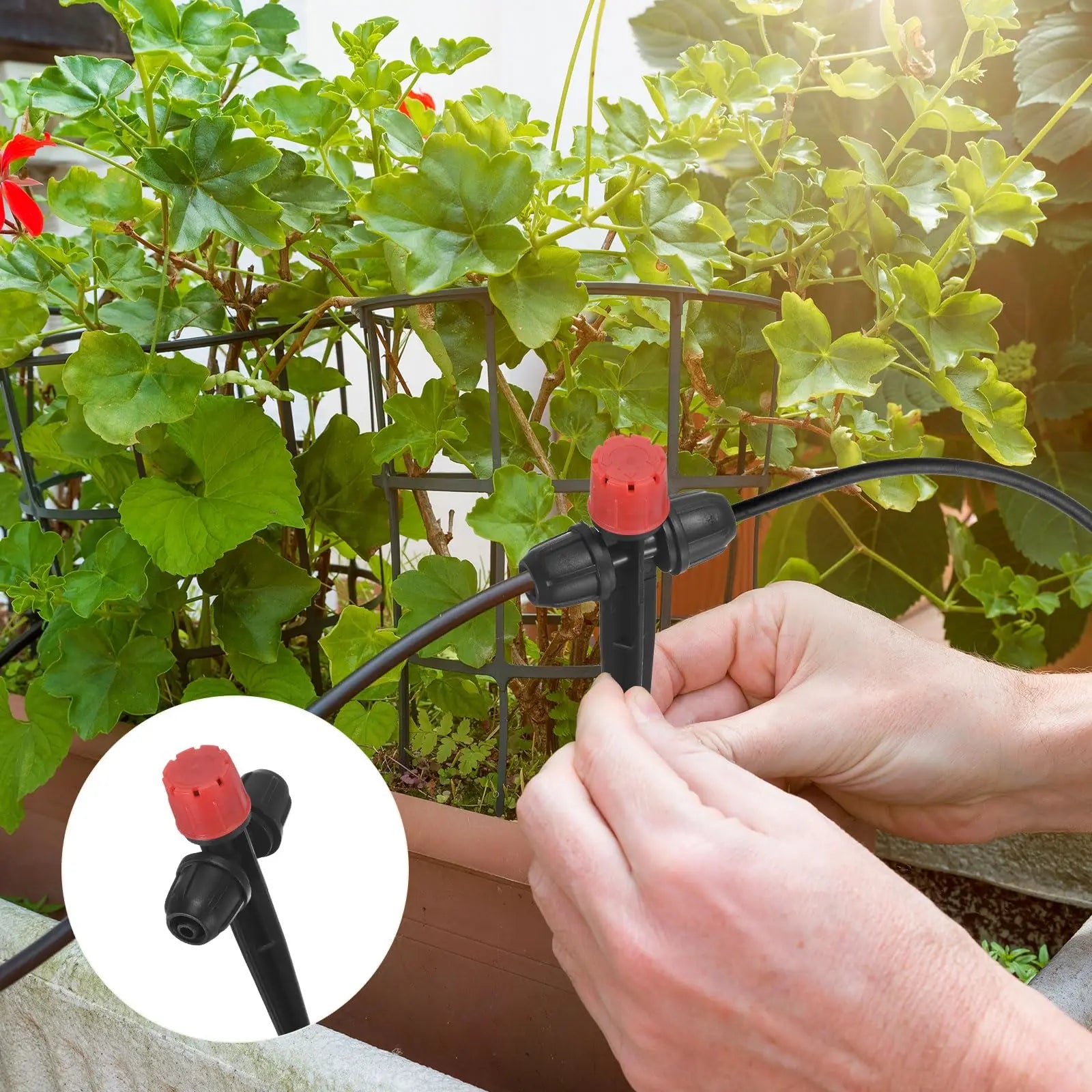Garden 8-Hole Adjustable Double Lock for 1/4" Hose Irrigation Pot Plants Dripper Sprinkler 0-80L/H 133mm Support Watering Nozzle Peaceful Pleasures Health and Wellness