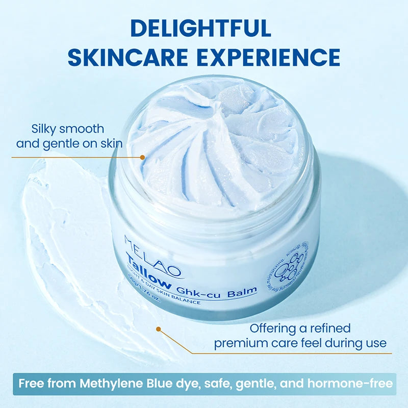 Ghk-cu Blue Copper Peptide Face Cream Beef Tallow Moisturizing Repair Cream Refreshing And Deeply Hydrating Daily Skincare Peaceful Pleasures Health and Wellness