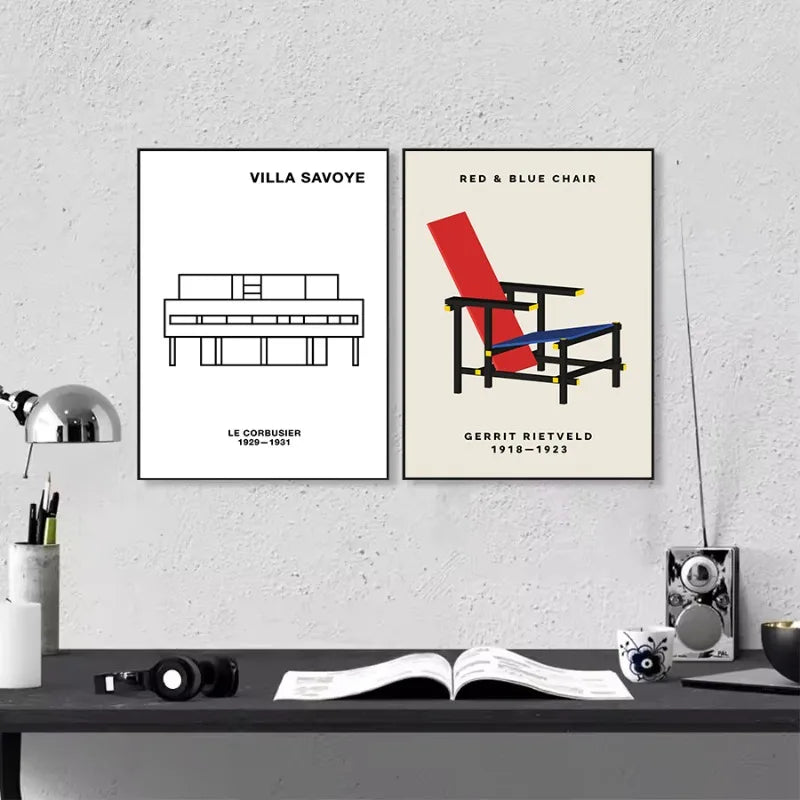 Classic Farnsworth House Bauhaus Design Abstract Architecture Poster Canvas Painting Wall Art Pictures Home Interior Decor Peaceful Pleasures Health and Wellness