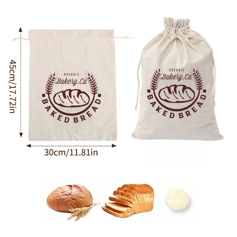 Reusable Linen Bread Bag | Drawstring Artisan Loaf Storage Bag