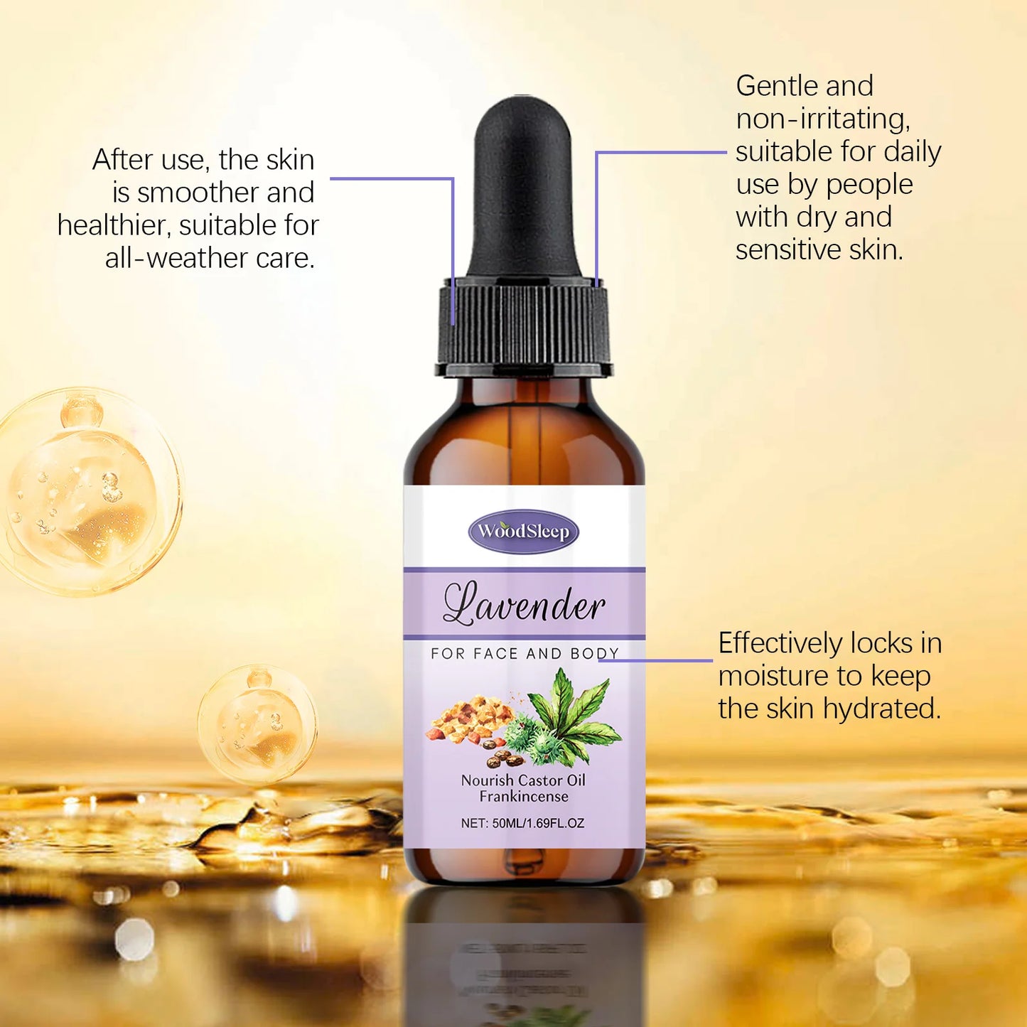Lavender Nourishing Body Oil Relaxing Brightening Repairing Smoothing Stress Fatigue Relief Calming Softening Soothing Body Oil Peaceful Pleasures Health and Wellness