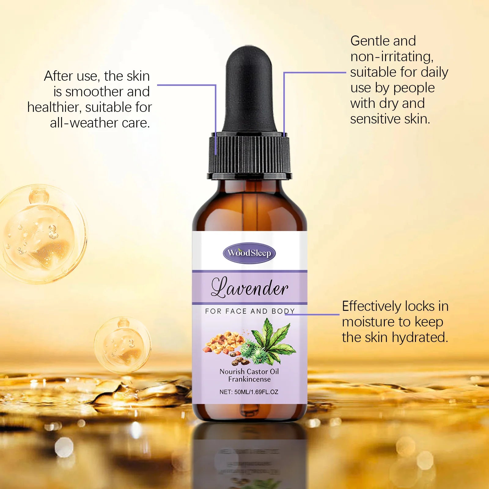 Lavender Nourishing Body Oil Relaxing Brightening Repairing Smoothing Stress Fatigue Relief Calming Softening Soothing Body Oil Peaceful Pleasures Health and Wellness