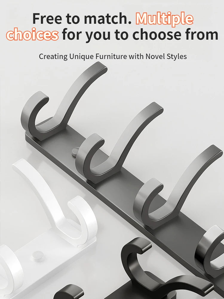 6-Hook Wall Mounted Aluminum Towel & Hat Rack | Door Hook