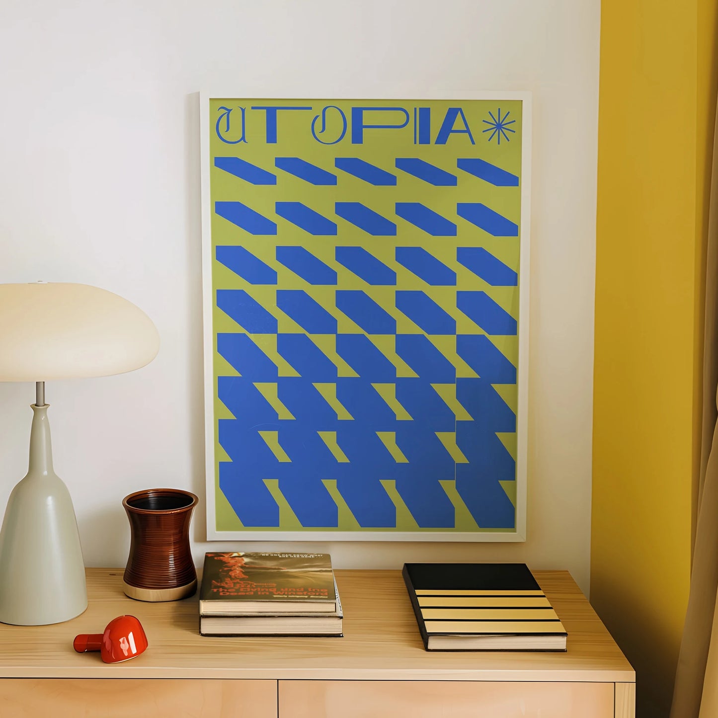 Modern Minimalist Blue & Green Utopia Canvas Wall Art Print