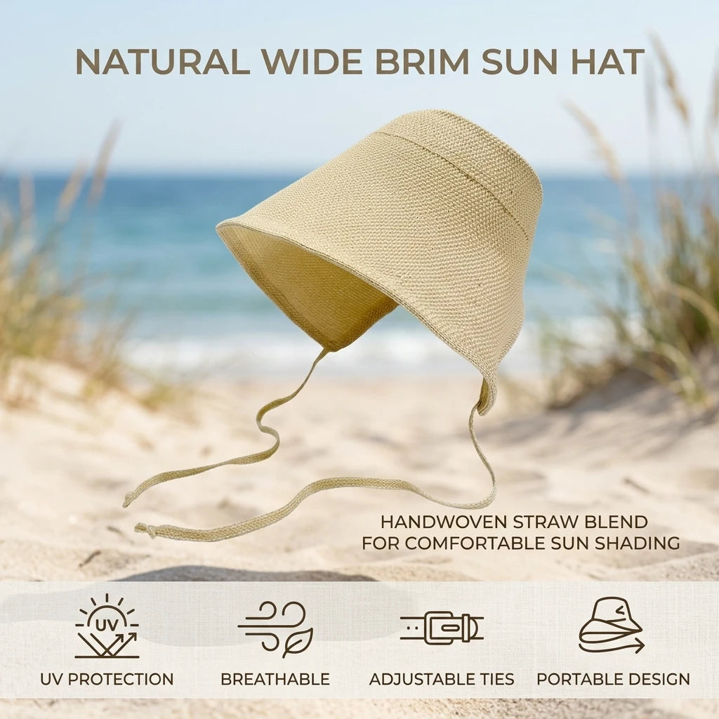 Wide Brim Straw Fisherman Hat Cotton Linen Sun Protections Cap For Outdoor Use Peaceful Pleasures Health and Wellness