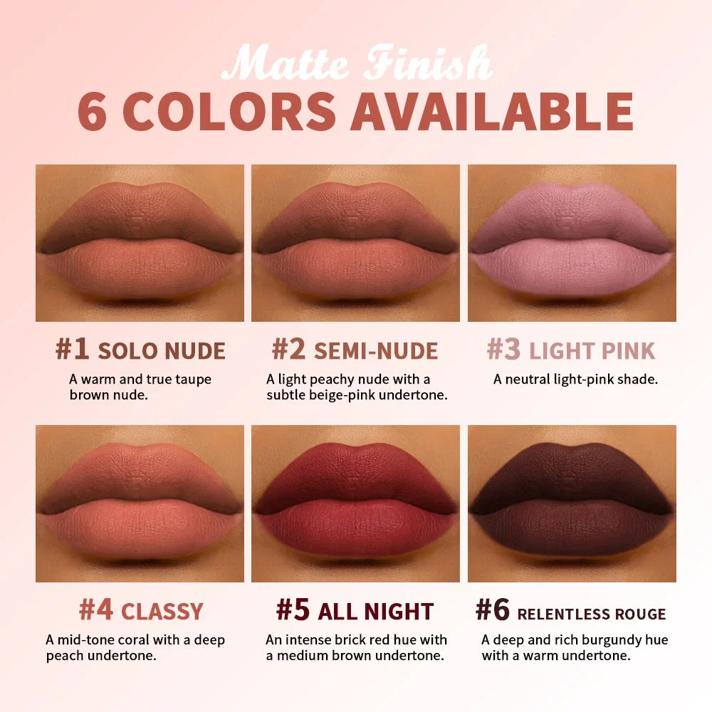 Matte Lip Stain & Blush | Hydrating, Waterproof – 6 Shades