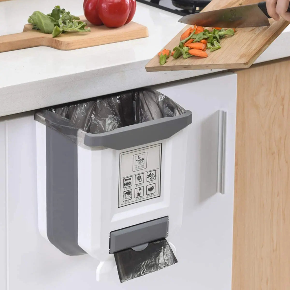 Kitchen Folding Trash Can Wall Mounted Trash Can Kitchen Cabinet Door Mounted Trash Can Folding Trash Can for Vehicles Peaceful Pleasures Health and Wellness