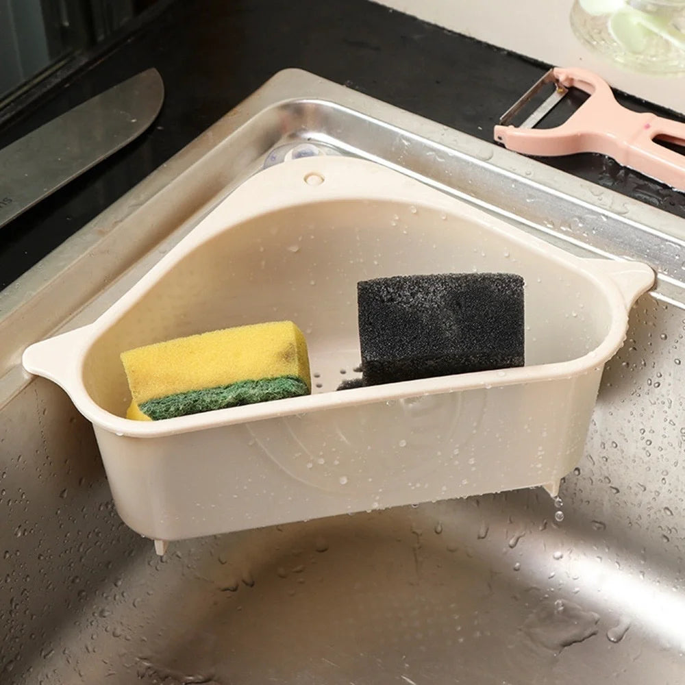 Kitchen Triangular Sink Strainer Drain Fruit Vegetable Drainer Sponge