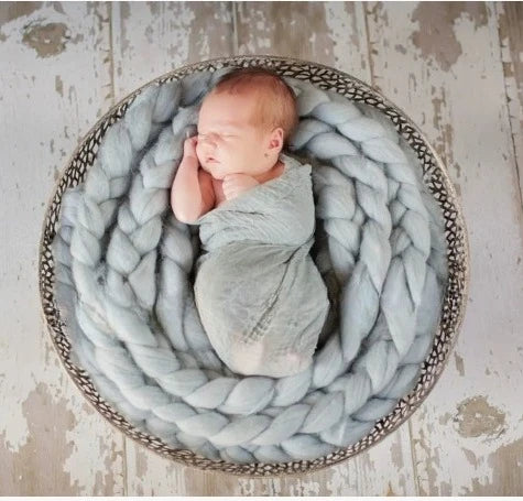 Chunky Merino Braid,2M Braid Basket Filler Newborn Photography Props Baby Accessories 신생아 사진 Newborn Acessórios Fotografia Baby Peaceful Pleasures Health and Wellness grey