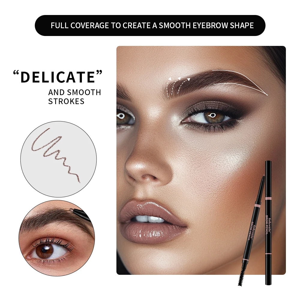 3Colors Double-headed Eyebrow Pencil Automatic Rotation Ultra-fine Eyebrow Pencil Waterproof Makeup Free Eye Cosmetics For Women Peaceful Pleasures Health and Wellness