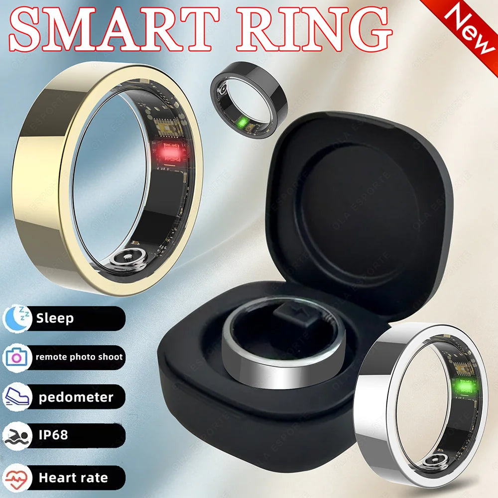 2026 New Smart Ring Heart Rate Blood Pressure Sleep Monitoring Motion Tracking IP68 Waterproof Men Women Smart Ring Holiday Gift Peaceful Pleasures Health and Wellness