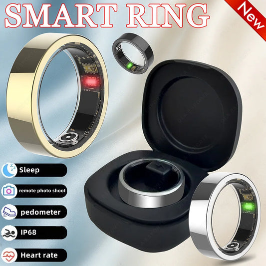 2026 New Smart Ring Heart Rate Blood Pressure Sleep Monitoring Motion Tracking IP68 Waterproof Men Women Smart Ring Holiday Gift Peaceful Pleasures Health and Wellness