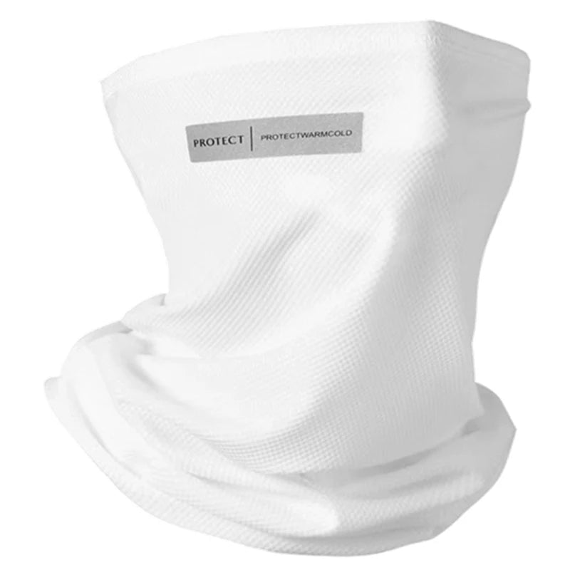 Summer Ice Silk Sunscreen Mask For Men Women Outdoor Cycling Face Cover Solid Color Neck Wrap UV Protection Ear Bandana Scarf Peaceful Pleasures Health and Wellness WHITE