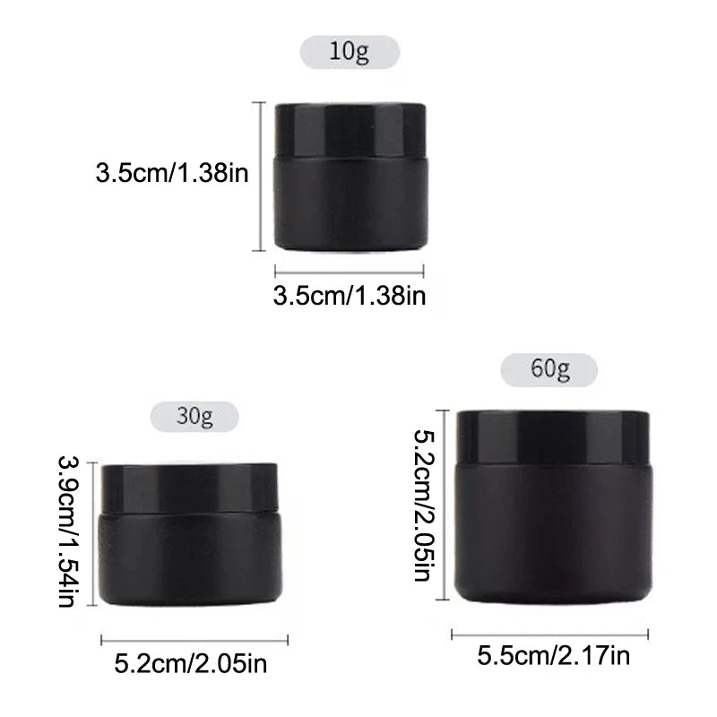 Plastic Lid Empty Jars Black Glass Cream Jar Cosmetic Container 10/30/60g Glass Bottle Make Up Container Travel Cosmetic Jars Peaceful Pleasures Health and Wellness