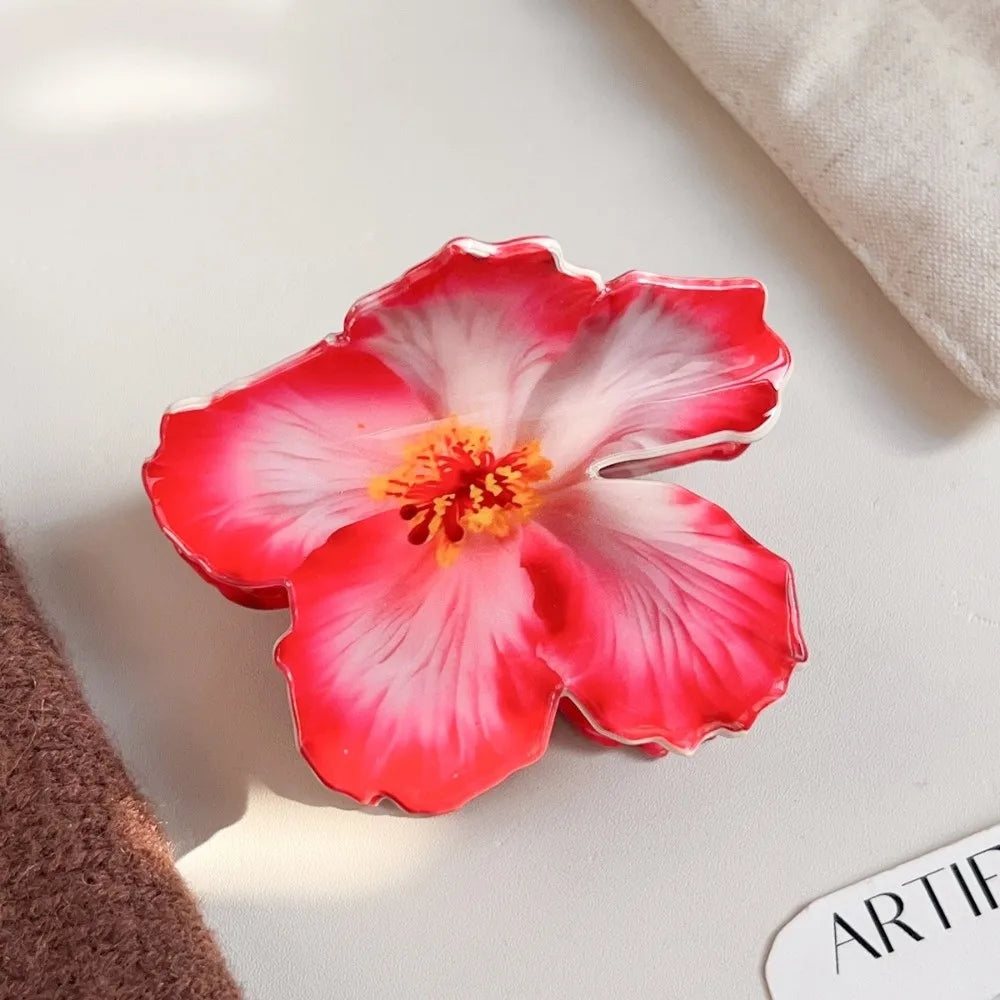 Hibiscus Flower Hair Claw Clip – Double-Sided Acrylic Print
