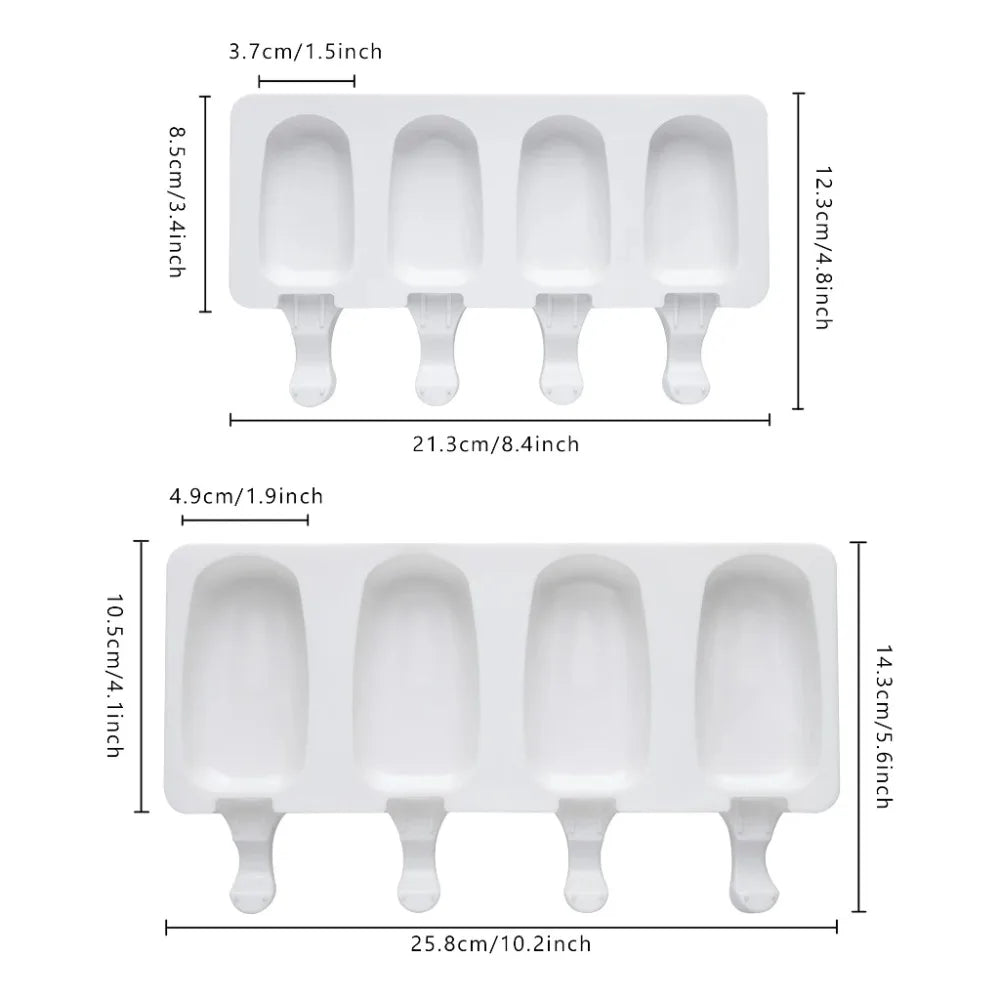 4Pcs Large Silicone Popsicle Molds Set,4 Cavities Oval Cake Pop&Ice Cream Bar Molds,Homemade Ice Making Kit Ice Cream Mold Peaceful Pleasures Health and Wellness