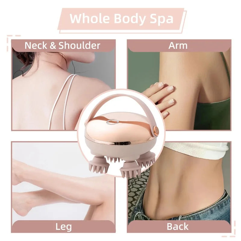 Head Spa Equipment Rechargeable Head Massager Waterproof Handheld Hair Scalp MassagerInstrument Scalp Stress Relax Body Massage Peaceful Pleasures Health and Wellness
