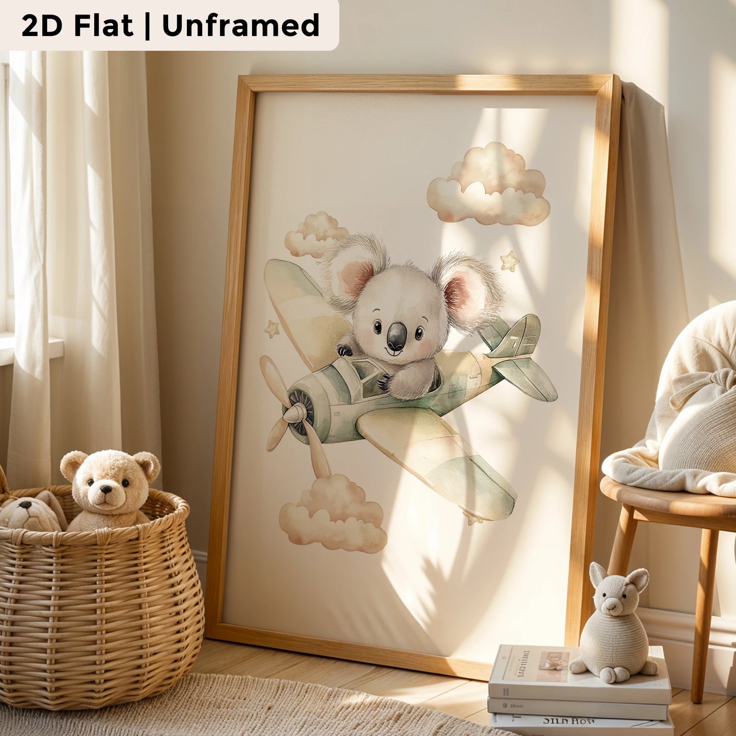3-Piece Koala Hot Air Balloon Canvas Wall Art | Kids Room Decor