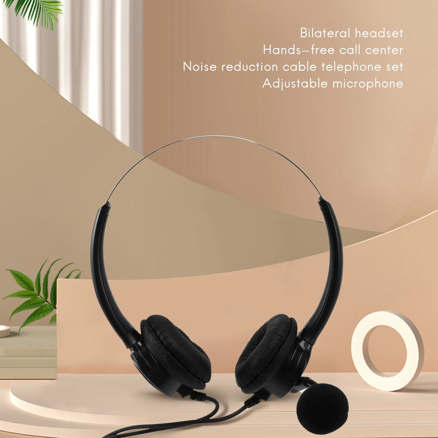 VH500D RJ9 Bilateral Headphone Hands-Free Call Center Noise Cancelling Corded with Adjustable Mic for Telephone Set Peaceful Pleasures Health and Wellness