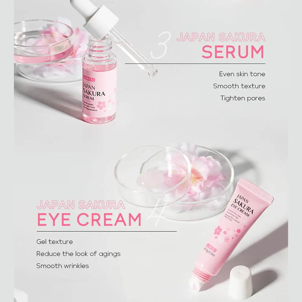 Sakura 6-Piece Skin Care Set – Cleanser, Toner, Serum, Eye Cream, Moisturizer & Sunscreen Peaceful Pleasures Health and Wellness