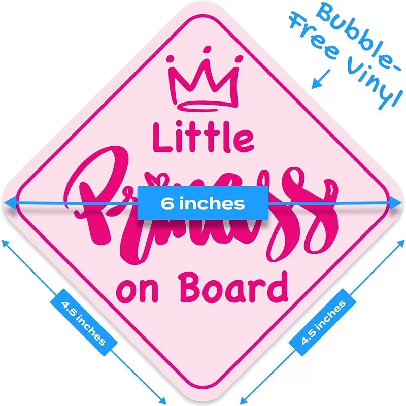 Princess On Board Pink Vinyl Car Sticker | Baby Girl Decal