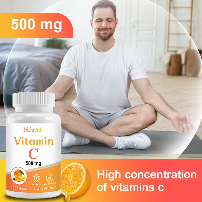 Vitamin C 500mg Capsules – Immune, Antioxidant & Skin Support