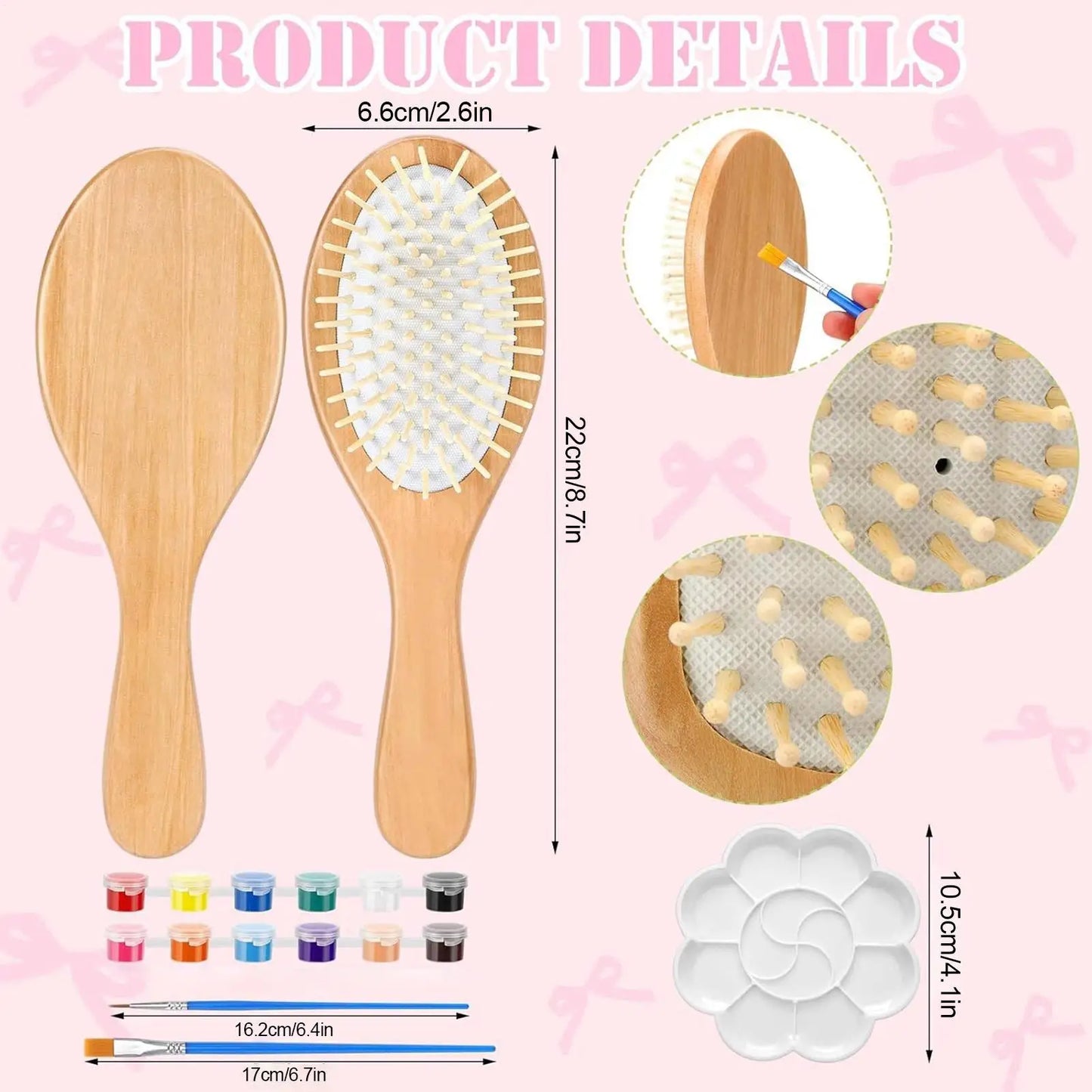 DIY Wooden Hairbrush Painting Kit | 6 Brushes & Color Pens