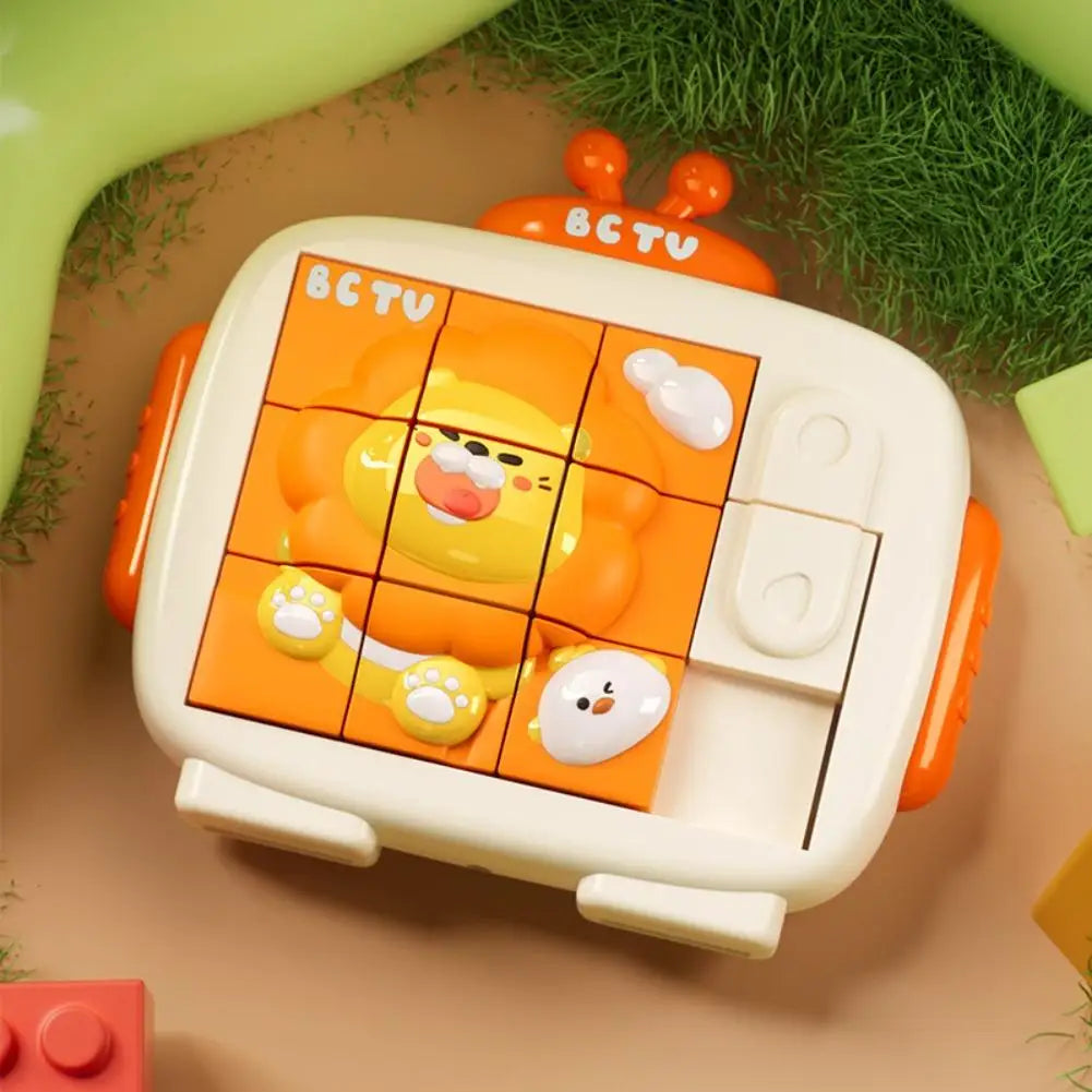 Sliding Puzzle Toy Animal Pattern Slide Block Game Portable