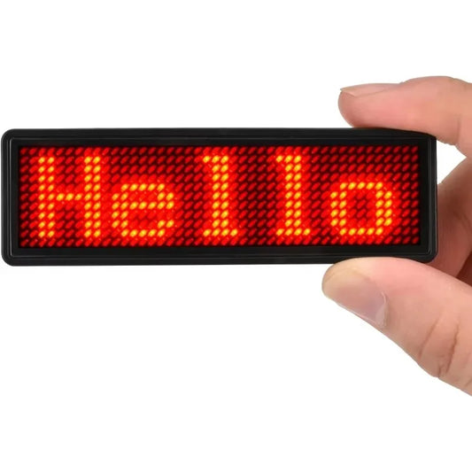 Rechargeable Bluetooth LED Name Badge – DIY Scrolling Display LED Name Badge Peaceful Pleasures Health and Wellness Red