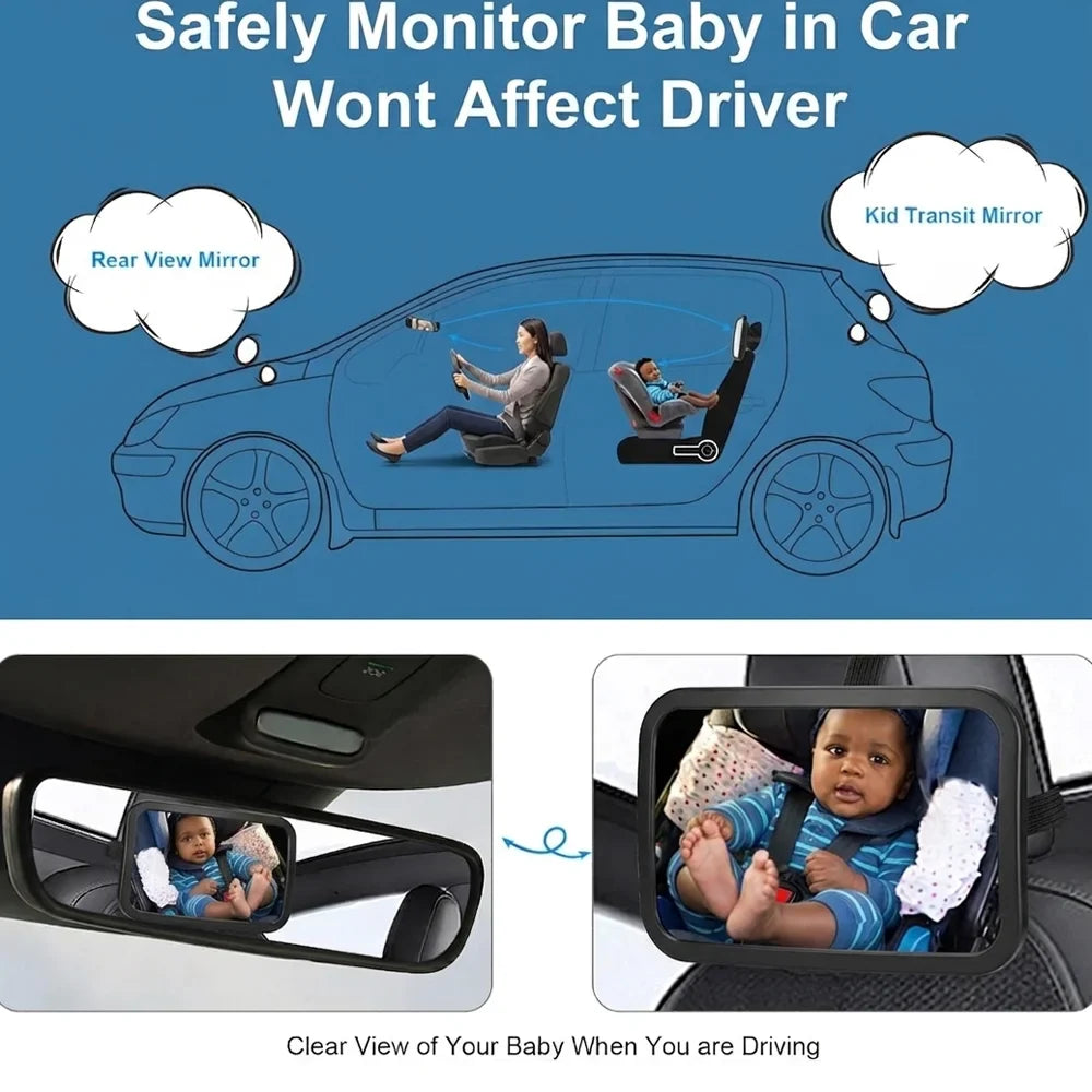 Baby Car Mirror – Wide-View Adjustable Headrest Mount for Infants