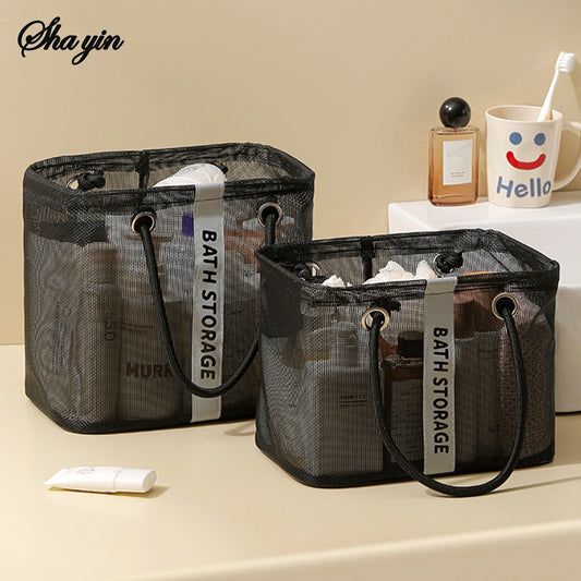Mesh Storage Bag, Shower Bag, Hand-Held Wash Bag, Waterproof Shower Towel Basket, Shower Bag Peaceful Pleasures Health and Wellness