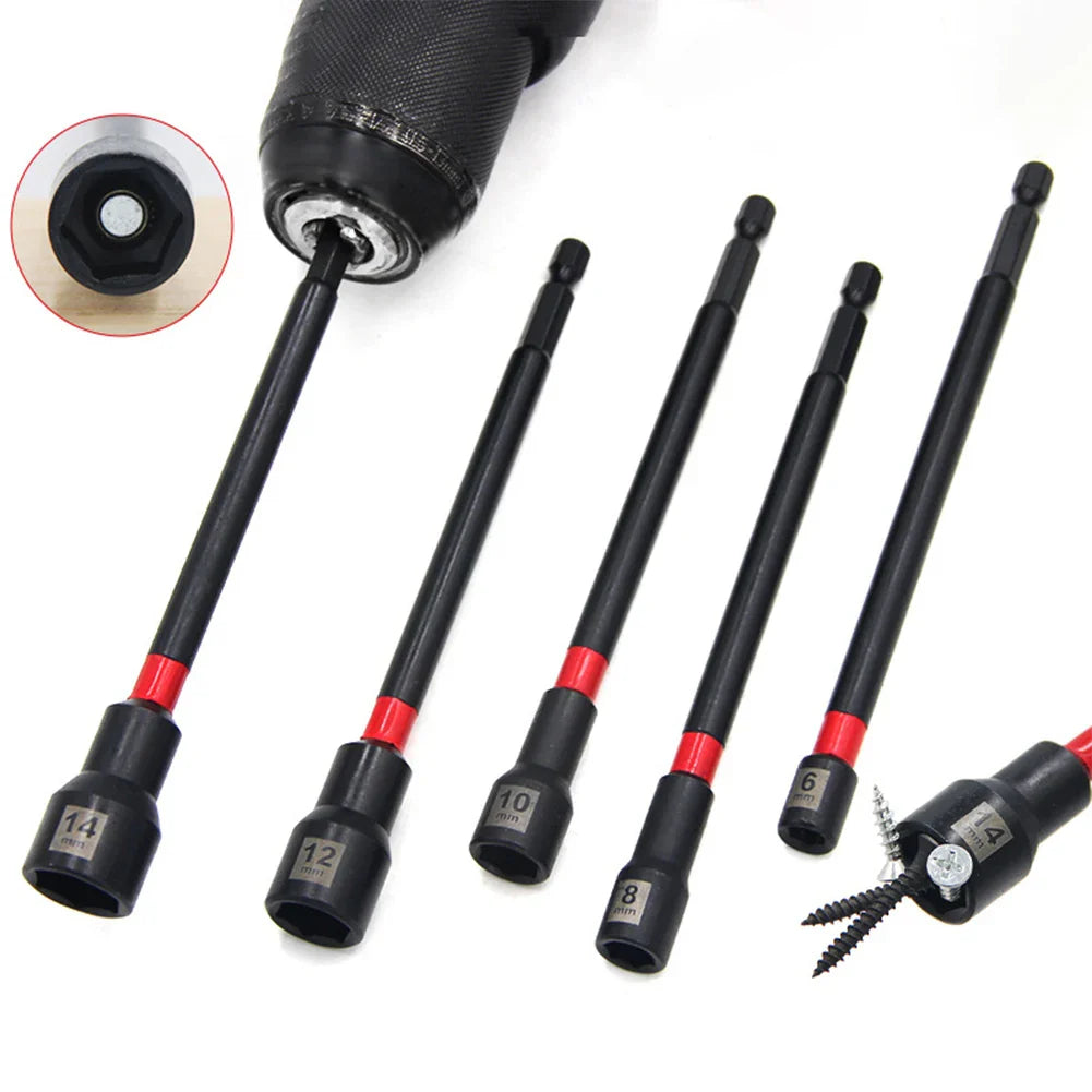 5-Pc Magnetic Long Nut Driver Set 6–14mm | Impact Drill Bits