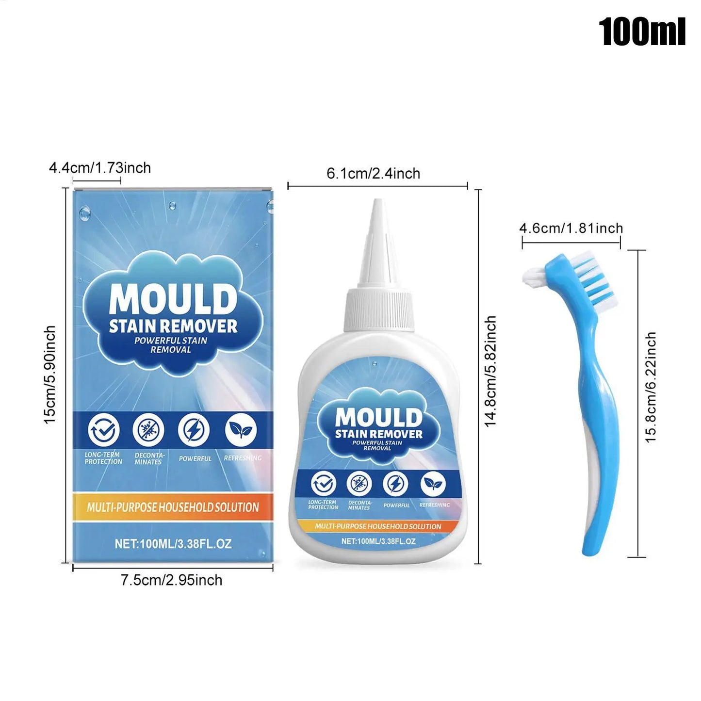 Heavy-Duty Mold Remover Gel 100ml – Tiles, Grout & Washer