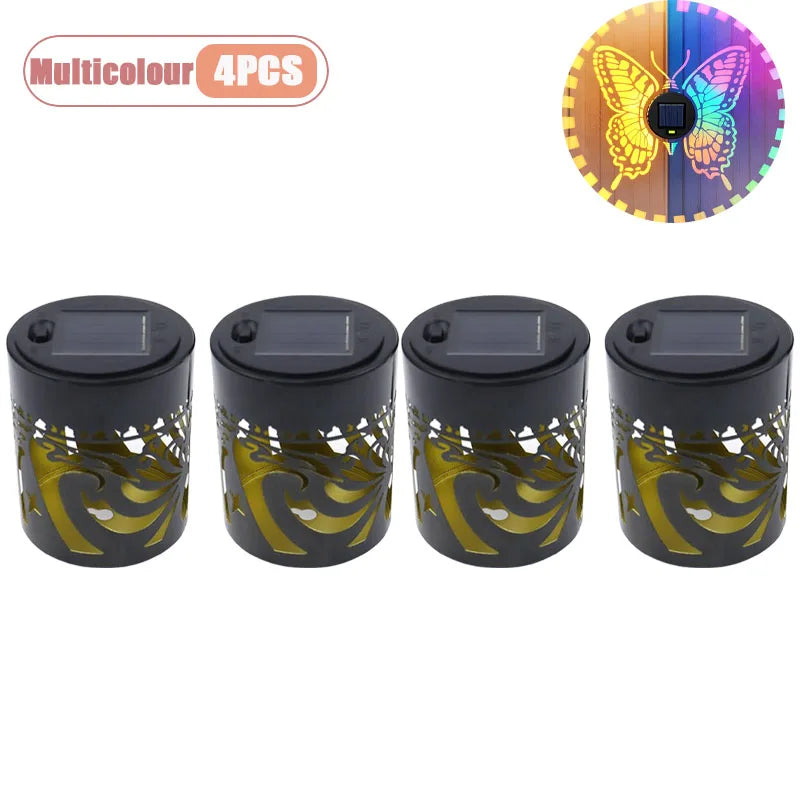 Solar Butterfly Wall Light RGB Shadow Projection Garden Lamp