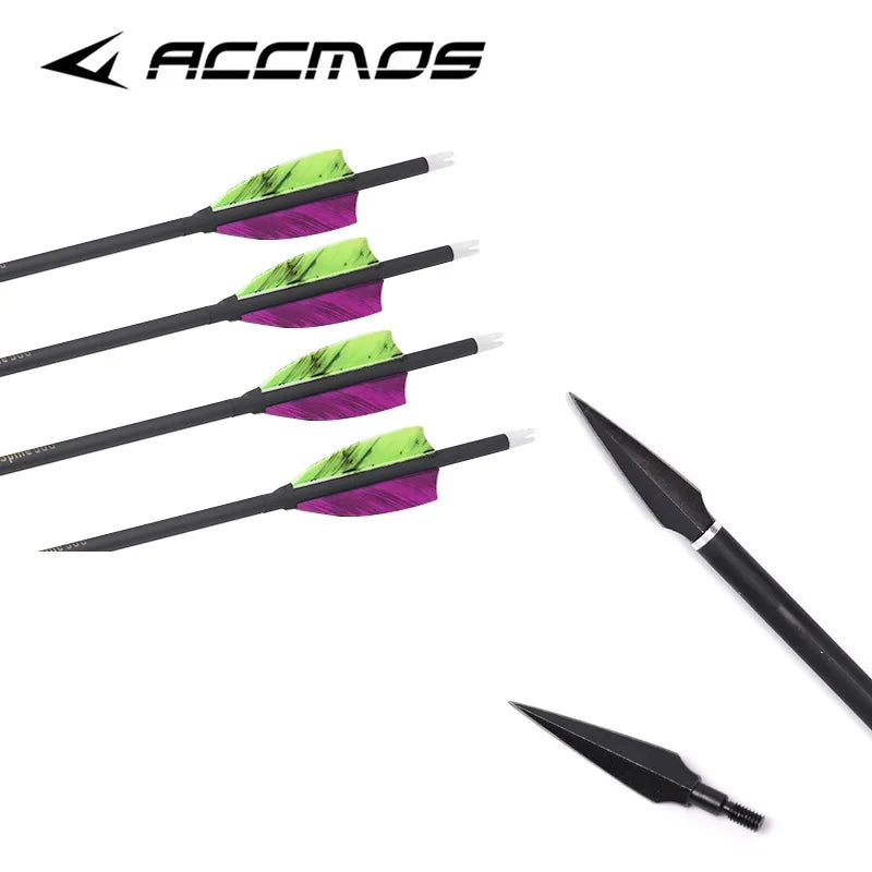6 ID6 Sp500 Archary Carbon Arrows Turkey Feather 100 125gr Tips