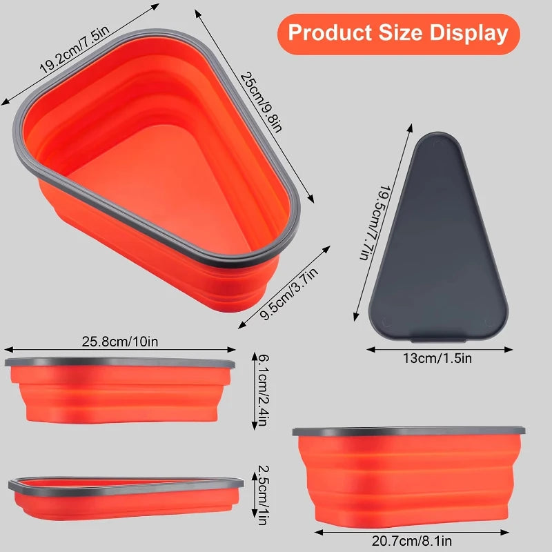 【Food Grade】Triangular Pizza Packaging Box Set | Collapsible Silicone Container with 5 Free Stackable Trays Peaceful Pleasures Health and Wellness