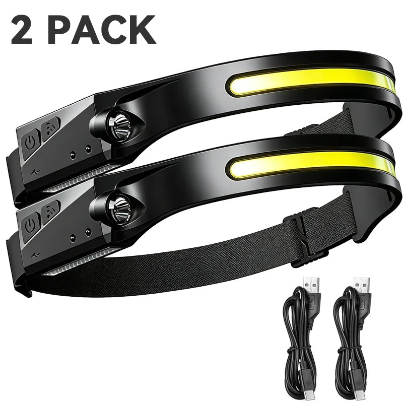 Motion Sensor LED Headlamp USB Rechargeable – 6 Modes IPX4