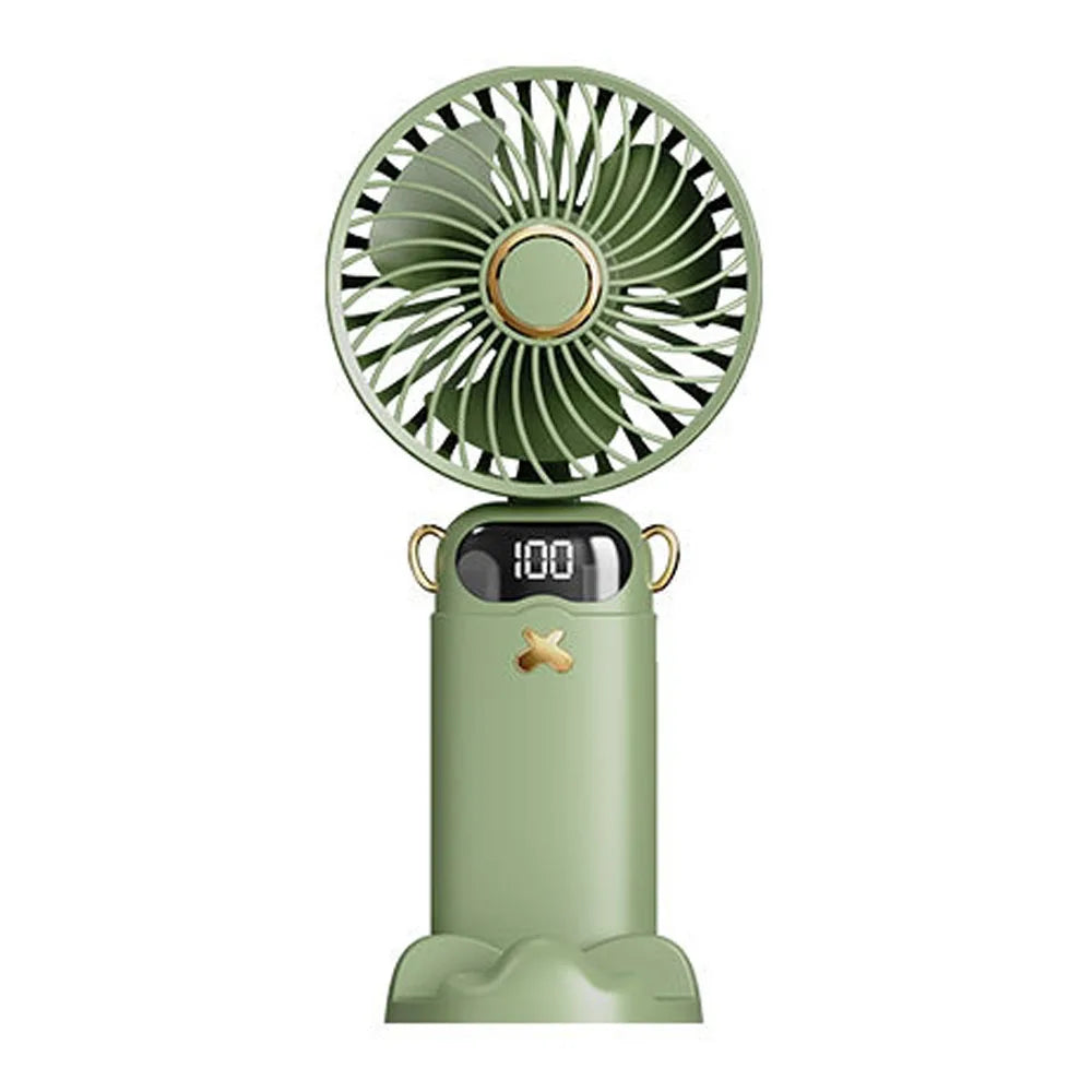 3000mAh Ultra-Quiet USB Mini Handheld Fan Portable Desk Fans 5 Speed USB Rechargeable Fan with Phone Stand and Display Screen Peaceful Pleasures Health and Wellness green