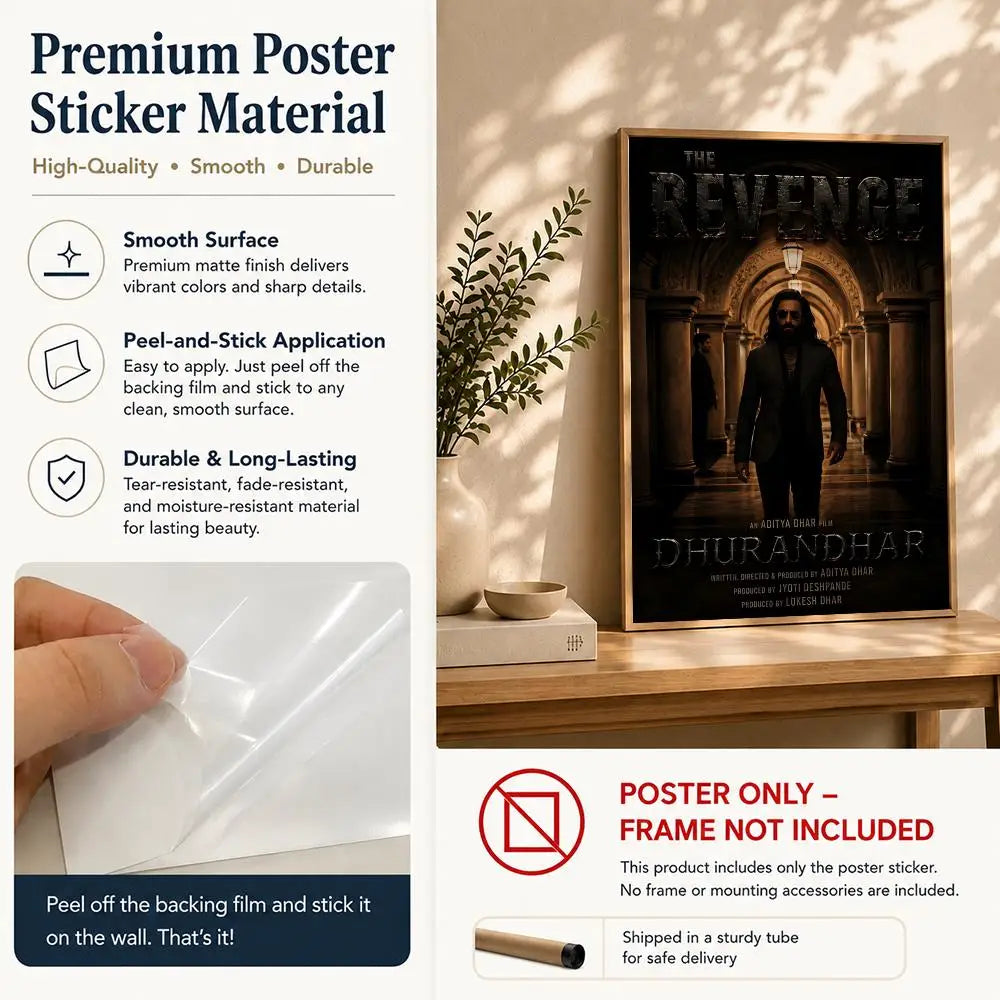 Movie-Dhurandhar 2 Poster HD Self Adhesive Waterproof Wall Art Ideal for Home Office Dorm Bedroom Great Gift Peaceful Pleasures Health and Wellness