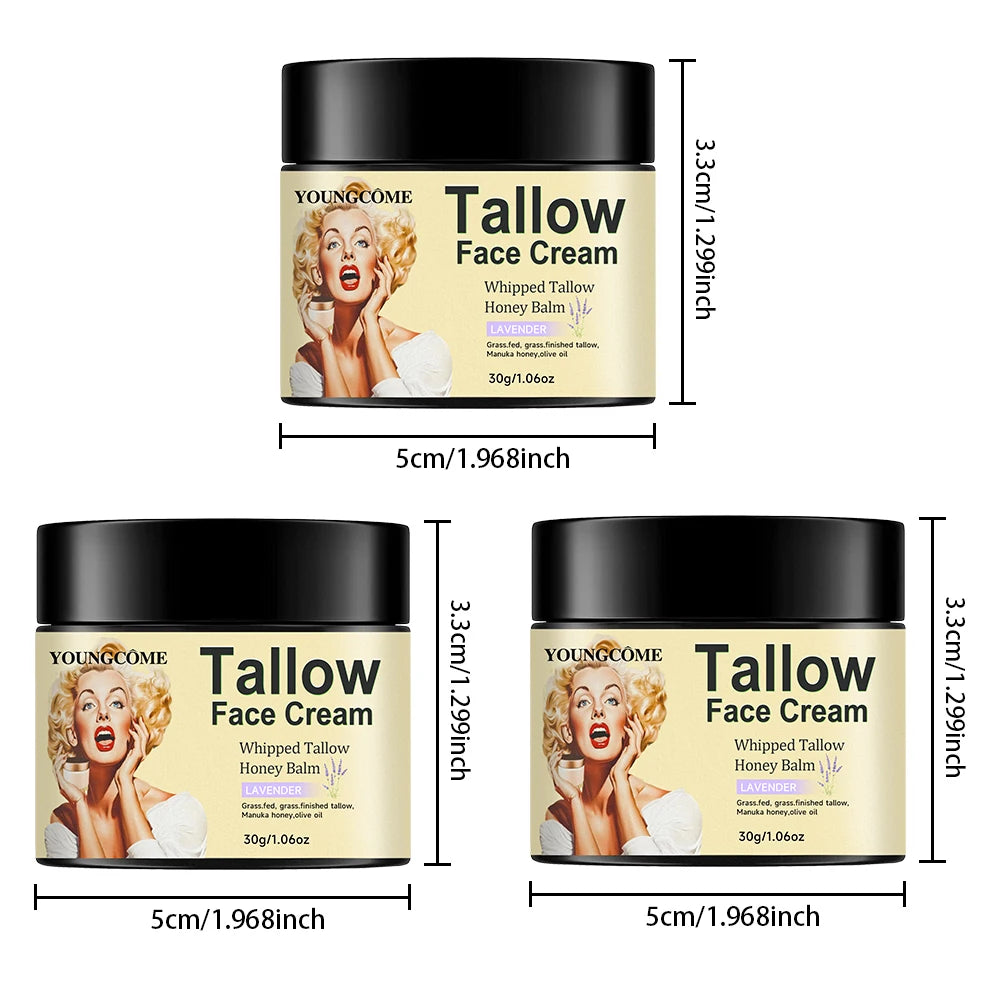 Whipped Vanilla Beef Tallow Moisturizer | Anti-Aging & Brightening Tallow Face Cream Peaceful Pleasures Health and Wellness 3PCS-30G
