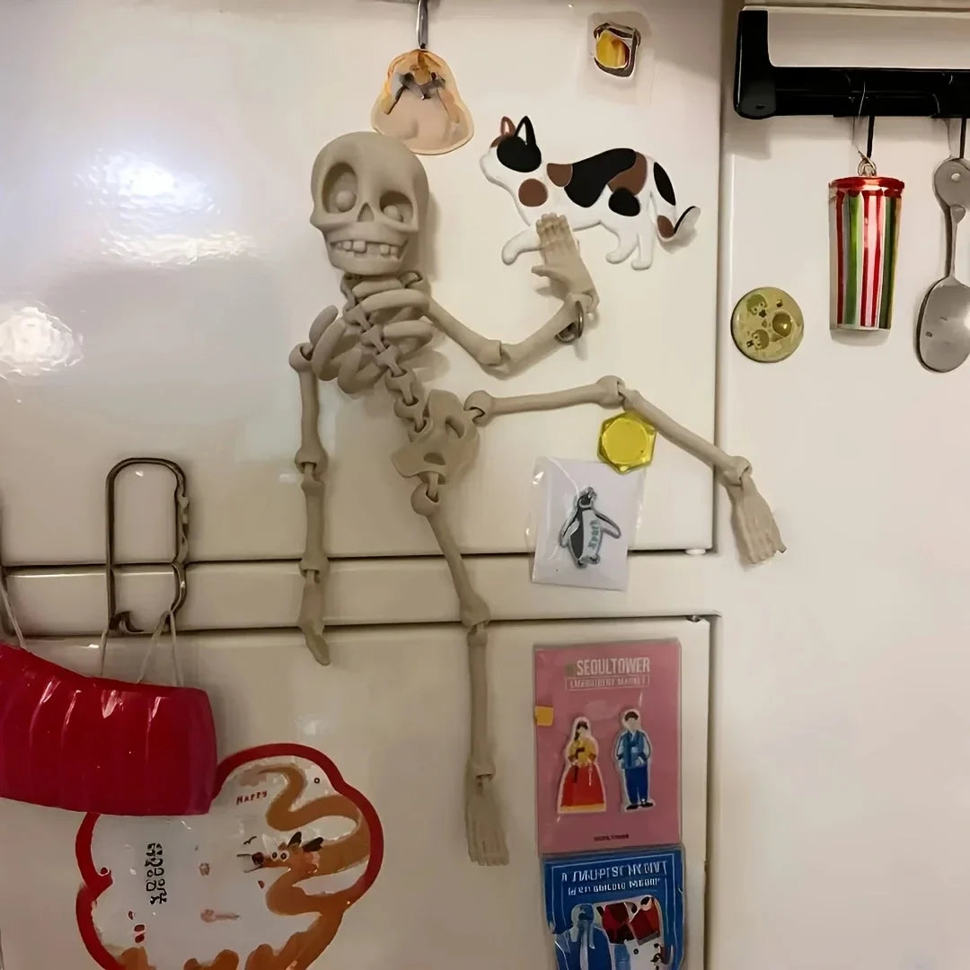 Poseable Magnetic Skull Fridge Magnet | Quirky Halloween Decor
