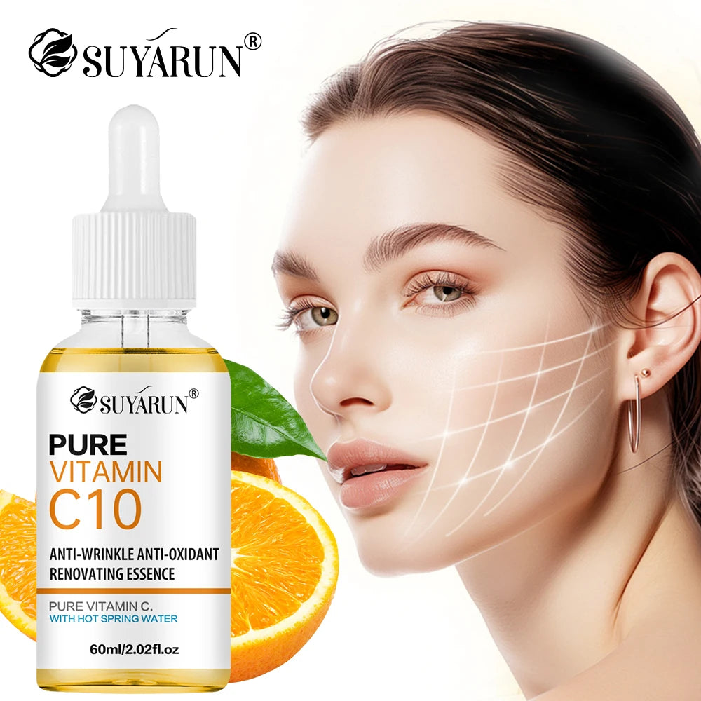 SUYARUN 10% Vitamin C Serum for Face - Brightening Anti-Aging Treatment, Dark Spot Corrector with Hyaluronic Acid & Vitamin E. Peaceful Pleasures Health and Wellness