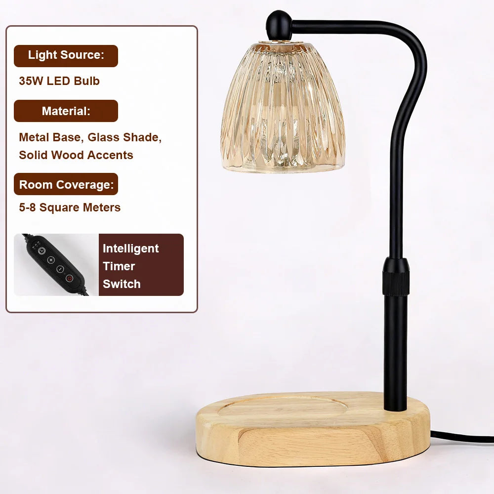 RUNTOIN Timer Candle Warmer Lamp | Striped Glass Wax Melts