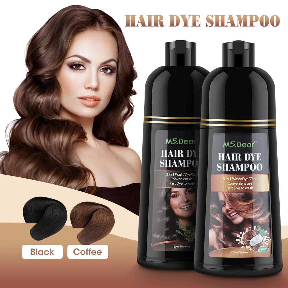 Herbal Hair Dye Shampoo — Fast Black Color, Deep Moisture, Botanical Formula | 500ml Peaceful Pleasures Health and Wellness