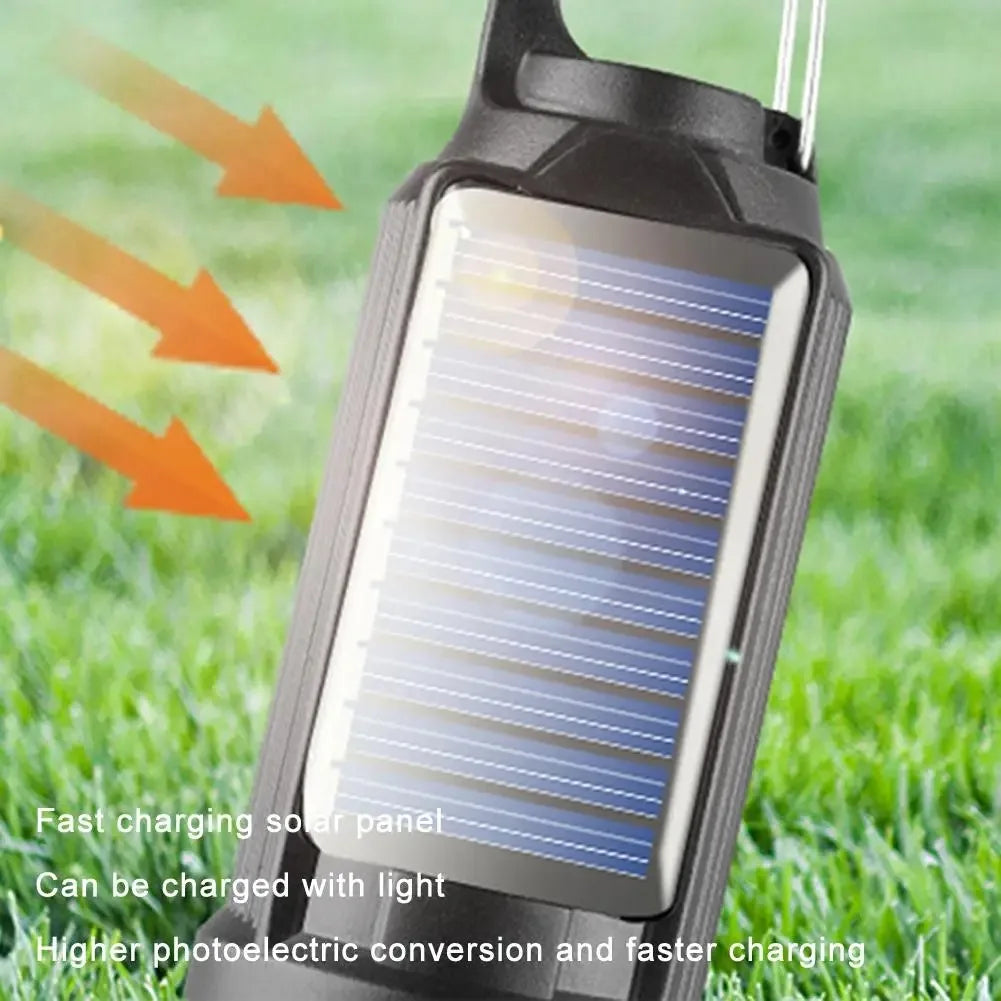 GGbingo Solar Powered LED Camping Lamp with Hook LED Lantern USB Charging Outdoor Tent Light Waterproof for Outdoor BBQ Camping Peaceful Pleasures Health and Wellness