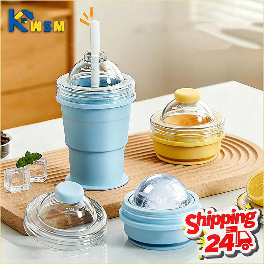 Foldable Silicone Ice Ball Maker Cup – BPA-Free Travel Mug