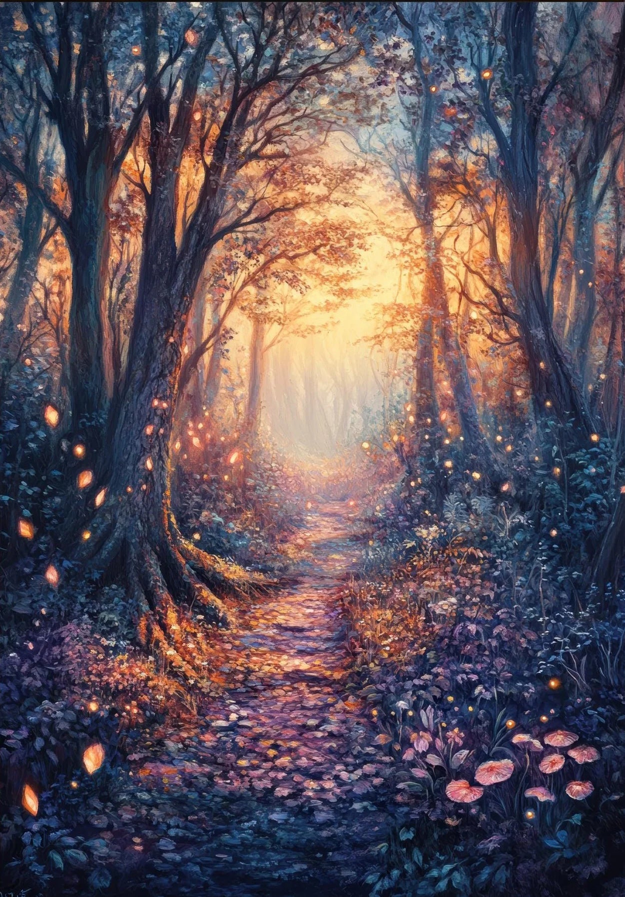 Fairy Enchanted Woodland Canvas Wall Art | Fantasy Forest Poster Canvas Wall Art Peaceful Pleasures Health and Wellness