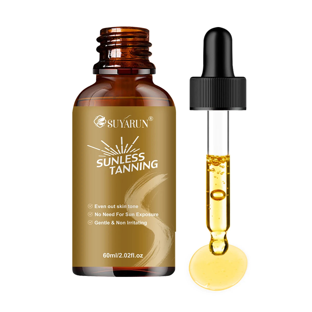 SUYARUN Self-Tanning Serum for Face & Body, Streak-Free & Natural Bronze Glow, Quick-Dry, Sun-Kissed Look Without Sun! Peaceful Pleasures Health and Wellness 60ml